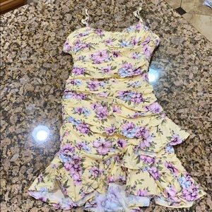 Yellow & purple floral dress